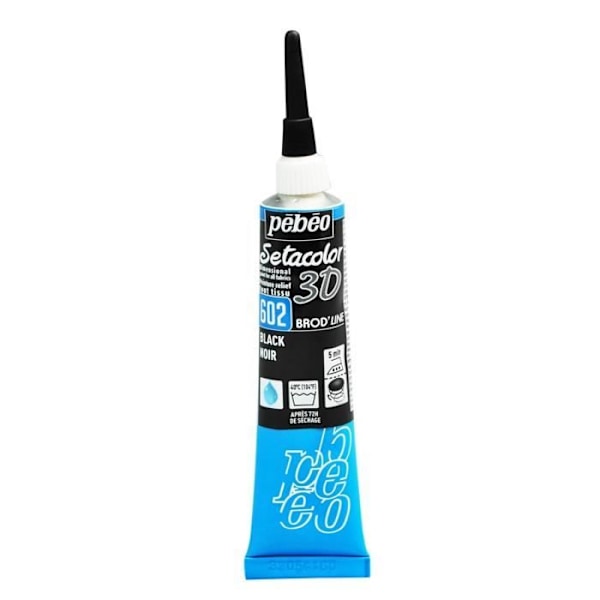 Kangasmaali - Pébéo - Setacolor 3D Brod Line - Musta - 20ml - Samettiefekti Svart