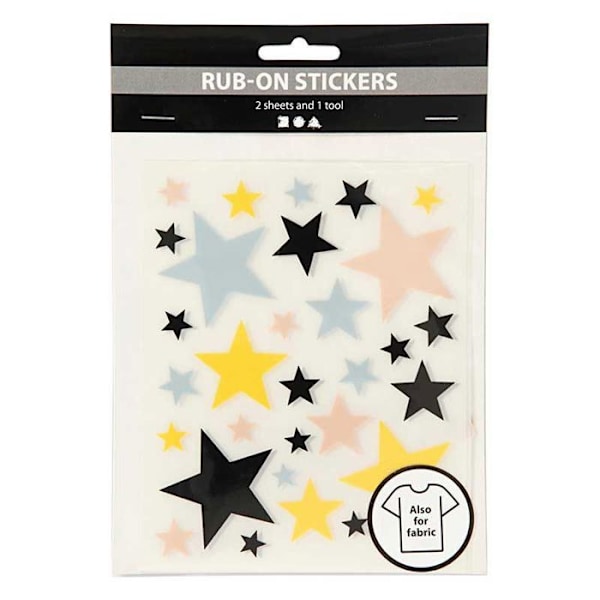 Decals - Stjerner - 2 ark á 12,2 x 15,3 cm Flerfärgad