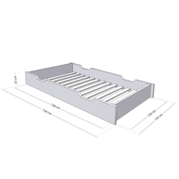 Sengekasse - GENERISK - BUDDY - 120 x 160 cm - Salviegrøn - Massivt træ Grön