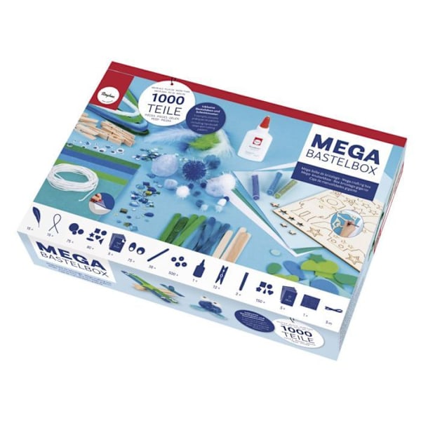 Mega håndværksboks Plads 1.000 stk, hvid/blå/grønne toner, æske Vit, Blå, Grön