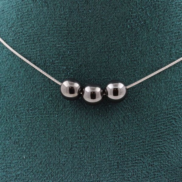 Collier - ABIJOUX - Hæmatit 8 mm - Rustfrit stål - Tilpasselig størrelse - Unisex