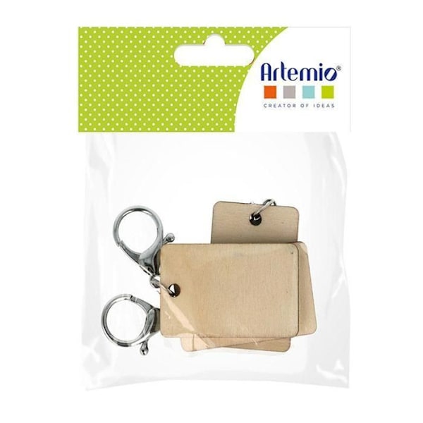 Nyckelring - Ej specificerat - Rektangulär - Trä - 3,5 x 5,5 cm - 3 st Beige