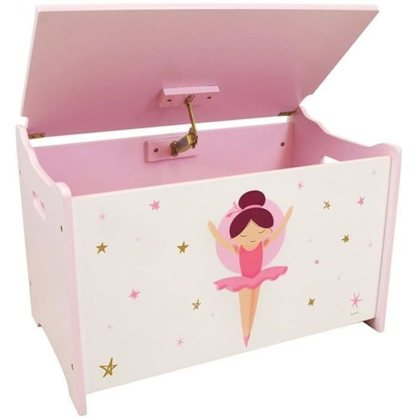 Träleksakslåda - Ballerinadansös - FUN HOUSE - H.40 x B.58 x D.36 cm rosa och vitt