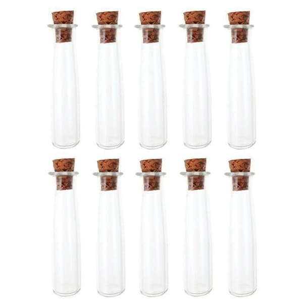 10 mini glasrör 4 cm med korkpropp Transparent