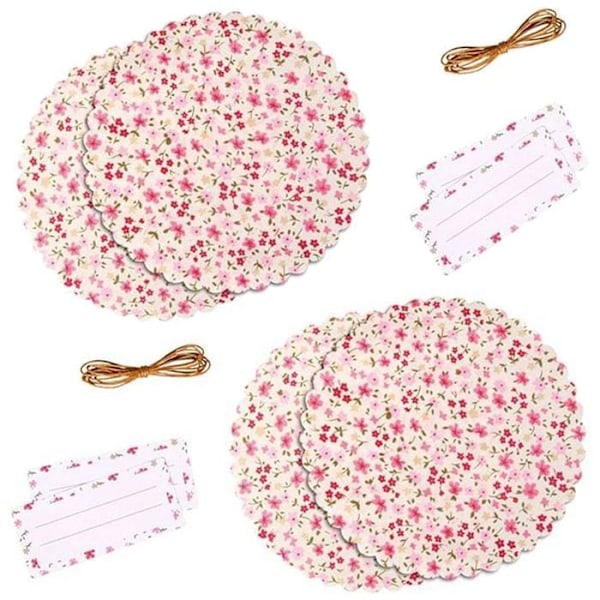 2 dekorationssatser för syltburk med blommor Rosa