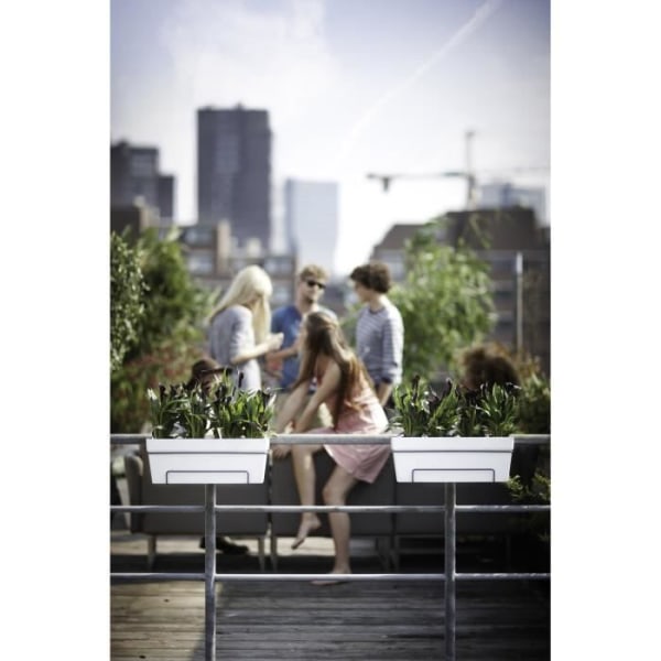 Elho Loft Urban Balkon Allin1 50 - Hvid - L 49 x B 27 x H 21 cm - Altan;udendørs - 100% genbrugt