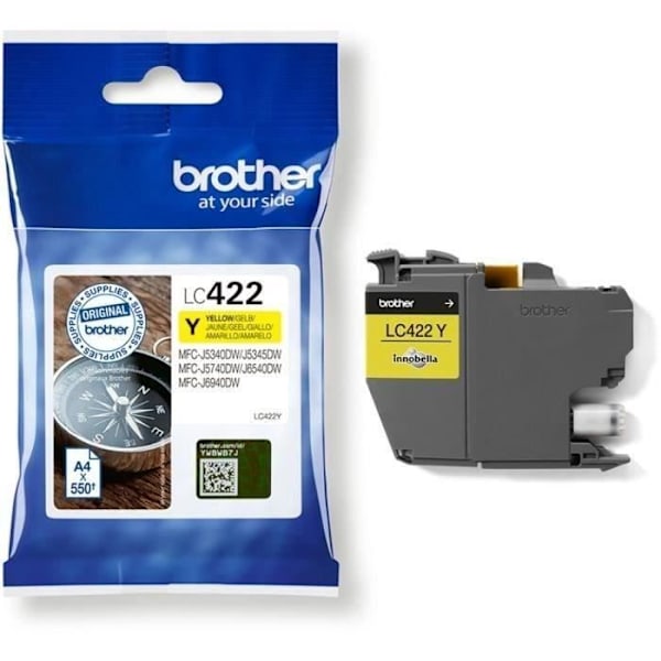 Kasetti LC422Y - BROTHER - Keltainen - 550 p - Business Smart MFC-J5340DW, MFC-J5345DW, MFC-J5740DW, MFC-J6540DW ja MFC-J6940DW