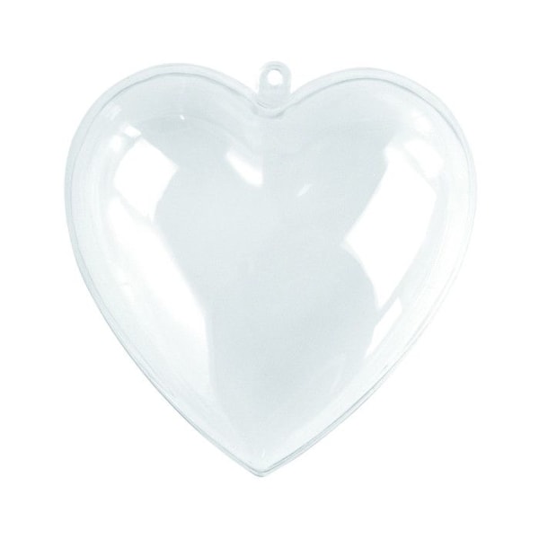 Hjerte i plastik, 2 dele, krystal, 8cm