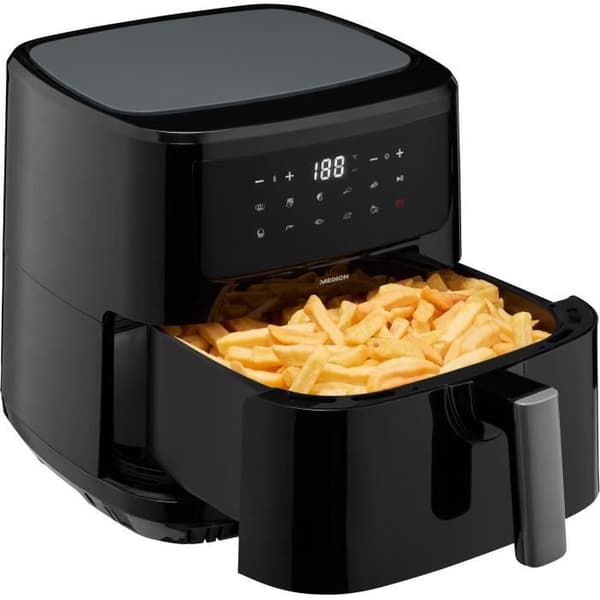 Varmluftsfriture - MEDION - 50072999 - 2150 W - Touchscreen - 9 programmer - Sort Svart
