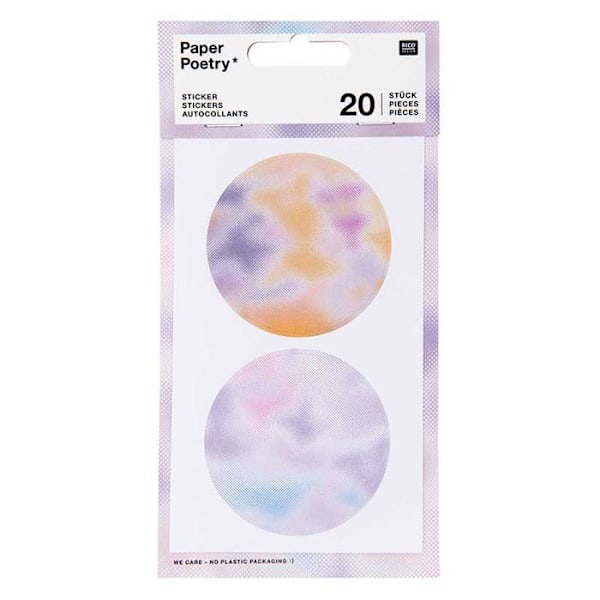 Pyöreät tarrat - Pastellisumutus - 20 kpl Flerfärgad