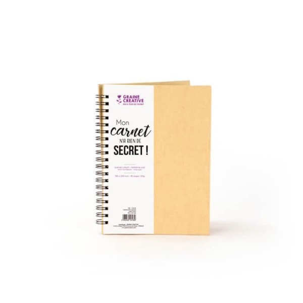 Notesbog - Graine Créative - Spiral - 120g hvidt papir - 80 ark - 18x24 cm kraft