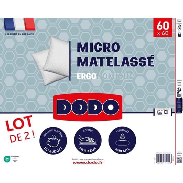 DODO - Set med 2 kuddar - MICRO QUILTAD - 60 x 60 cm - Vit Vit