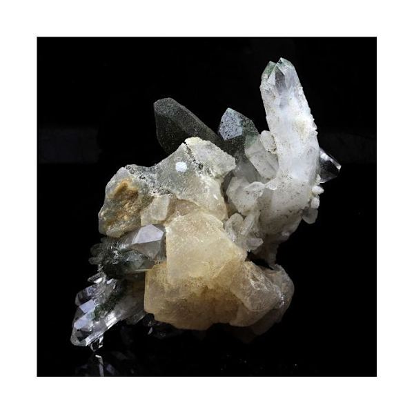 Sten og mineraler. Kvarts + Calcit. 571,6 øre. Grandes Rousses-massivet, Frankrig.