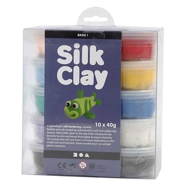 Kreativ leksak - SILK CLAY - Set med 10 modelllera - Mjuk och lätt - Diverse färger Blandade färger
