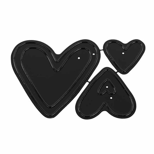 Die-cut kit "deep edge": "Hjärtan", 1,1-5,5 x 1,2-6cm, tab-bag 3st Grå