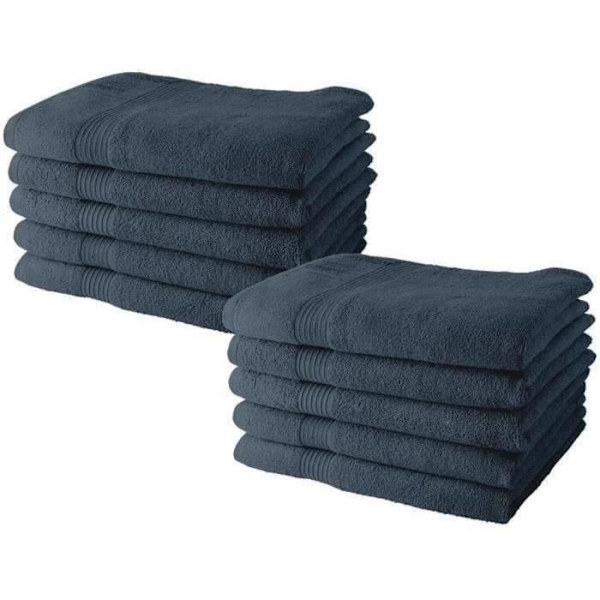 Sæt med 10 TODAY Håndklæder 50x90 cm 100% Bomuld - Denim Blå