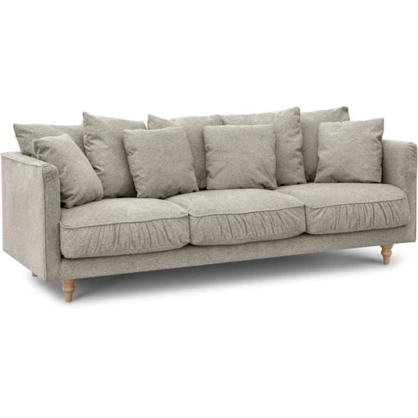 CONSTANCE 4-sits fast soffa - Beige tyg - Ben i massivt trä - L 212 x H 87 x D 93 cm Beige