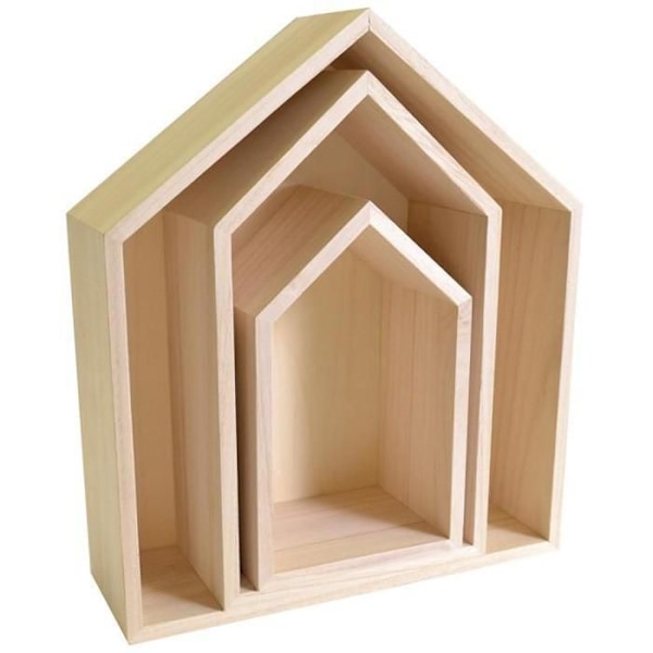 3 hylder hjem i træ Beige