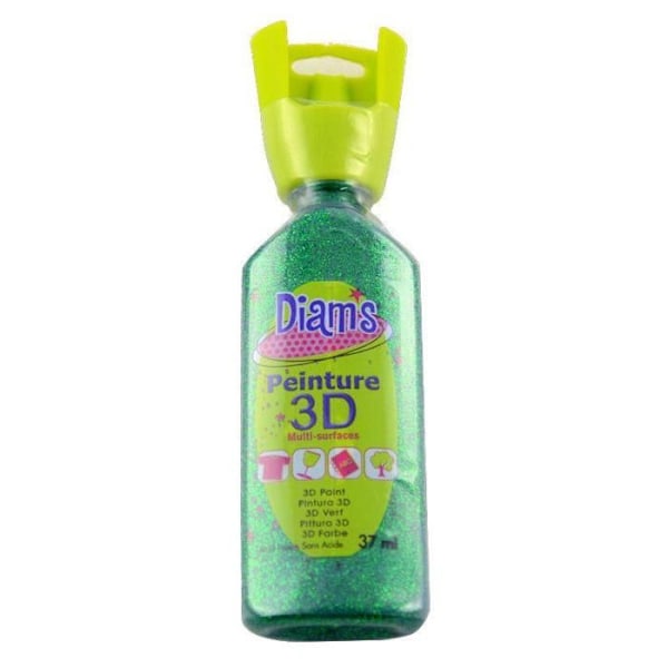 3D Maleri - Diam's - Glitrende Grøn - 37ml - Multi overflader - Relief effekt Glittergrönt