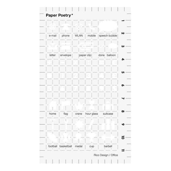 Bullet journal stensiili toimistokuvakkeet 12 x 7 cm Transparent