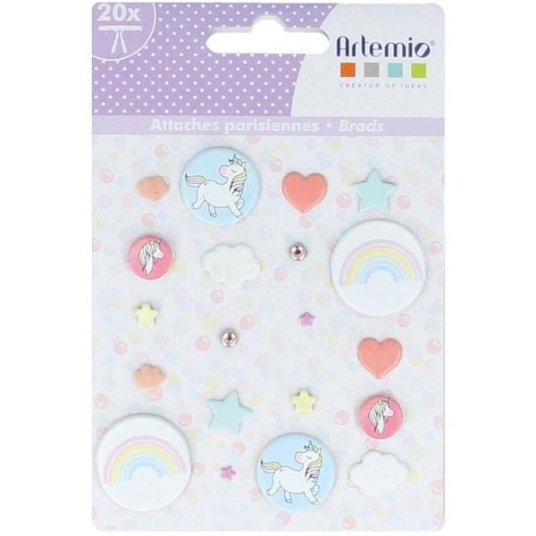 20 Rainbow brads Flerfärgad