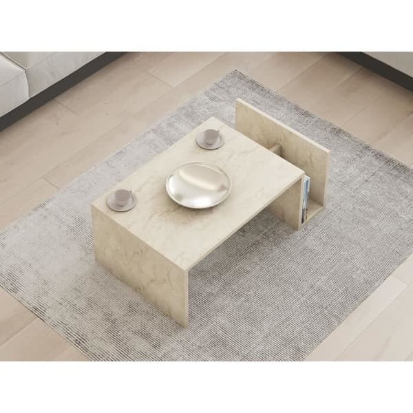 Soffbord - MEMO - Rektangulär - Travertin marmorlook - 86,8 x 32,4 x 50 cm Travertineffekt
