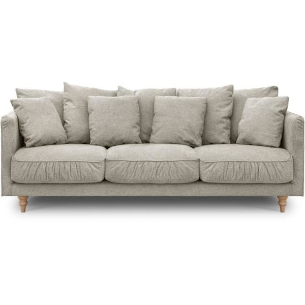 CONSTANCE 4-sits fast soffa - Beige tyg - Ben i massivt trä - L 212 x H 87 x D 93 cm Beige