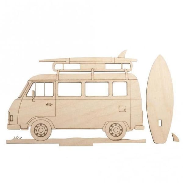 Træsilhuet til at tilpasse 20 x 14 cm - Autocamper beige