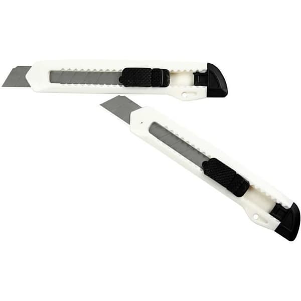 Lille plastik cutter med brudbar, tilbageziehbar klinge. ref 11605