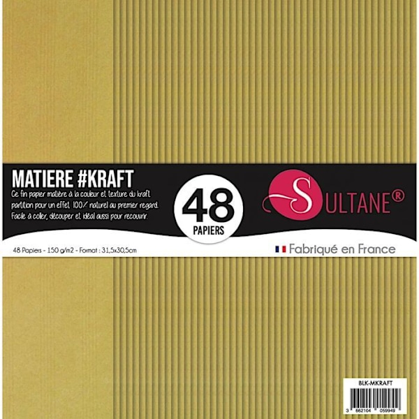 48 Scrapbog Kraft papirer - 110g/m2 - H: 30,5 cm kastanj