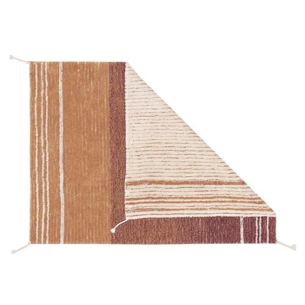 Vendbart bomuldstæppe - brunt og beige - 120 x 160 cm