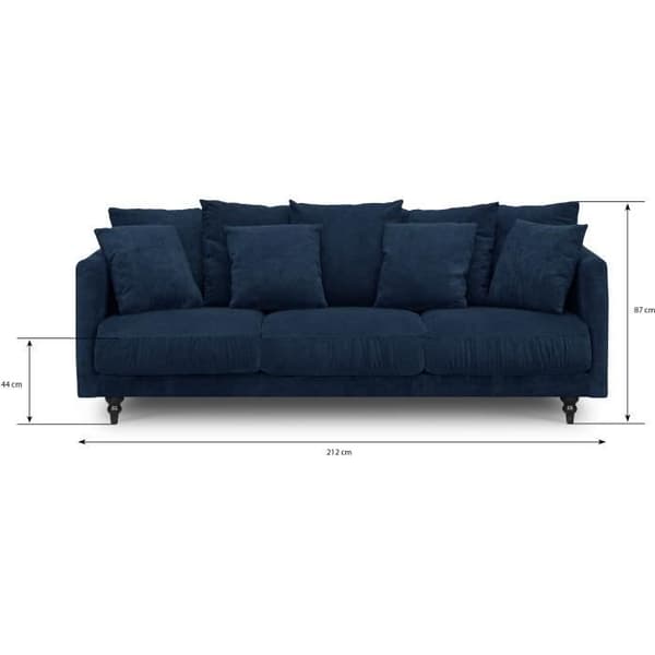 4-sits fast rak soffa - Blått tyg - Klassisk - L 212 x D 93 cm - CONSTANCE Blå