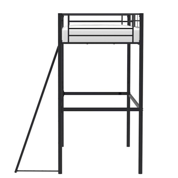 ELIOT børne mezzaninseng i sort metal 90x190cm med boxspring medfølger Svart
