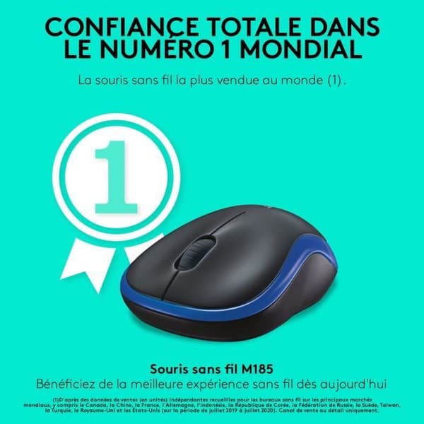 Hiiri - langaton - Logitech - M185 - sininen - ambidextra