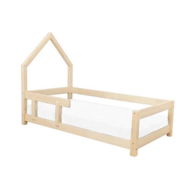 Barnsäng i stuga - GENERIC - POPPI - Massivt trä - Lamell - 120 x 200 cm Beige