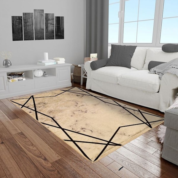 Matto - MANI TEXTILE - Musta - 160x230 cm - Synteettinen - Liukumaton Svart