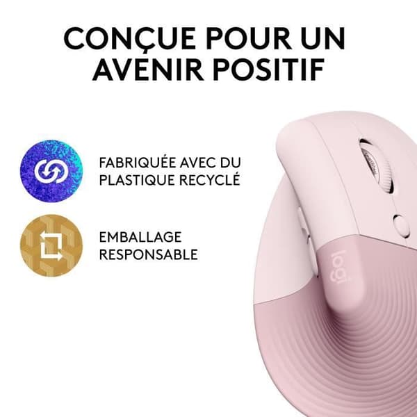 Hiiri - Langaton - Logitech - Ergonominen Pystymalli - Vaaleanpunainen - Oikeakätinen