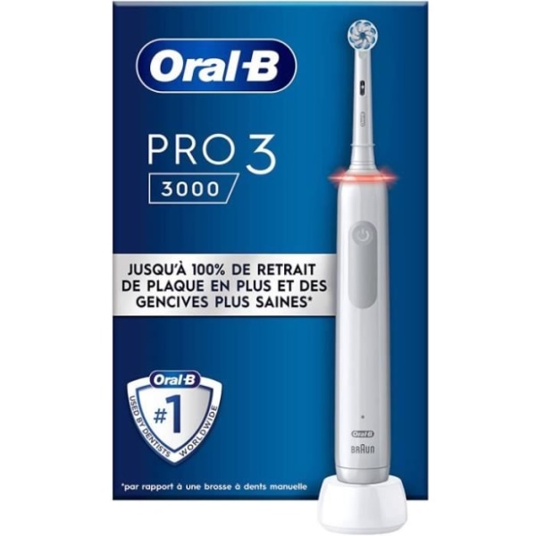 Oral-B Pro 3 3000 hvid elektrisk tandbørste - 2 børstehoveder - Rundt hoved - 3 børstetilstande
