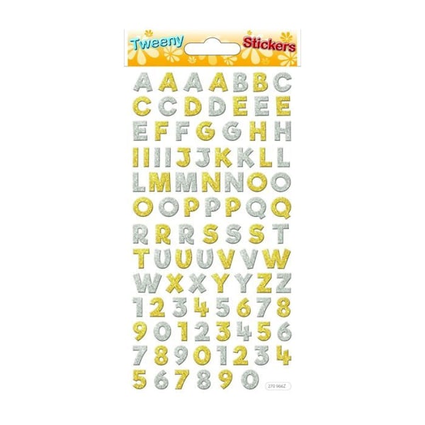 Tarrat - Tweeny - Aakkoset ja numerot - Kulta - Hopea - Foam & Glitter Guld silver