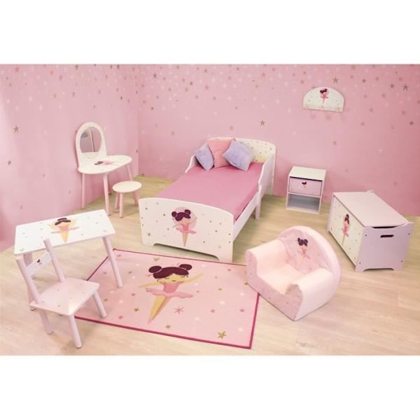 Matta - FUN HOUSE - Ballerinadansare - 120 x 80 cm - Rosa - Rektangulär - Barn Rosa