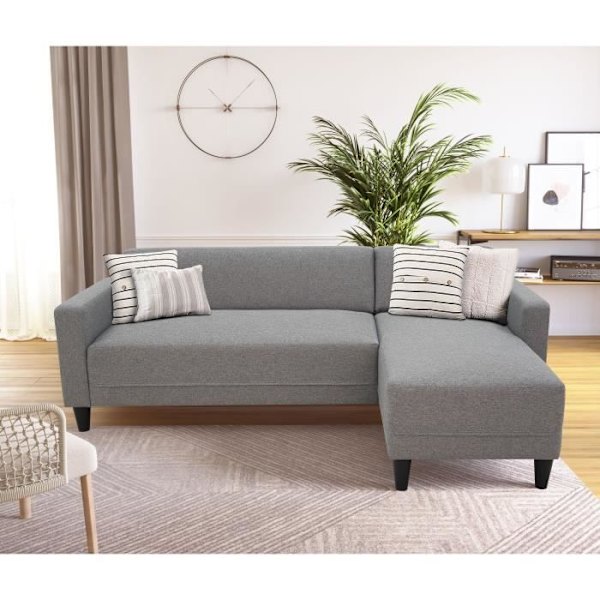 BOB 4-personers fast hjørnesofa - Musestof - Vendbar - L 197 x D 117 x H 65 cm GRÅ