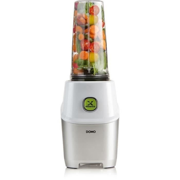 Blender DOMO Xpower - DO700BL - 1000 W - 3 pulloa (700 ml ja 2 pulloa 500 ml) - 10 osaa - Harmaa Vit och transparent