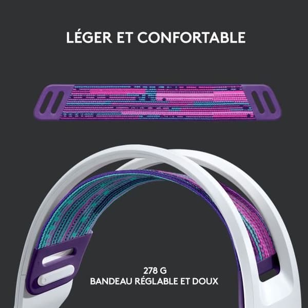 Gaming headset - Trådløs - Logitech G - G733 Lightspeed - PS5, PS4, PC, MAC - Hvid