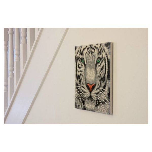 Tabelbroderi Diamant Krystal Kunst 30x30cm Snees Tiger Snöleopard