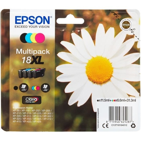 EPSON Multipack XL T1806 - Daisy - Sort, Cyan, Magenta, Gul (C13T18164012)