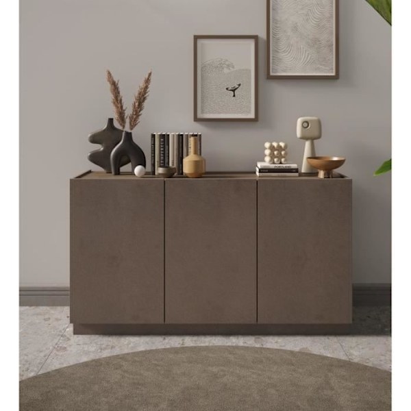 FIRENZE hög skänk - Brons och Mercury Oak - 3 dörrar - Modern/designstil brons och kvicksilverek