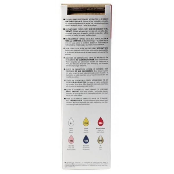 Initieringsboks - PEBEO - Dekorativ maling - 6 potter á 20 ml - Hvid farve - Blandet Flerfärgad