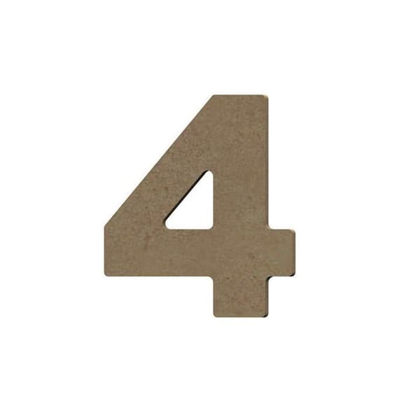 Numero 4 MDF-puuta koristeeksi - 8 cm brun