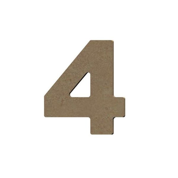 Numero 4 MDF-puuta koristeeksi - 8 cm kastanj