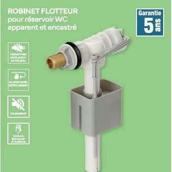 Sidelæns flydeventil til toiletcisterne - NOVOBAIN - Messingnippel